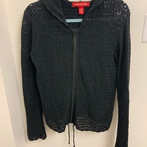 Y2K Era Gloria Vanderbilt open-knit zip hoodie, early 2000s